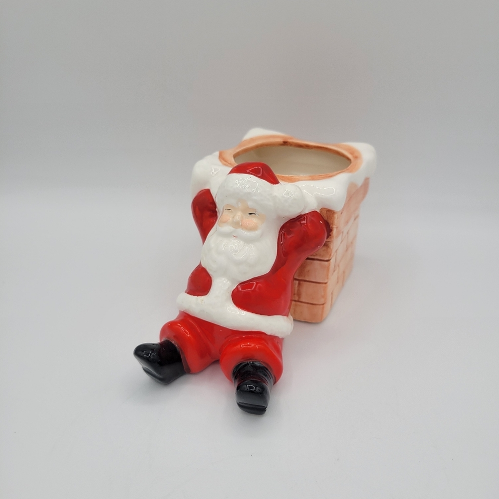 Vintage Christmas Sleeping Santa Claus Planter Vase Ceramic‎ Holiday Collectible